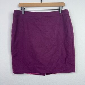 J.Crew The Pencil Skirt Womens 12P Purple Wool Blend Career Preppy‎ Minimalist
